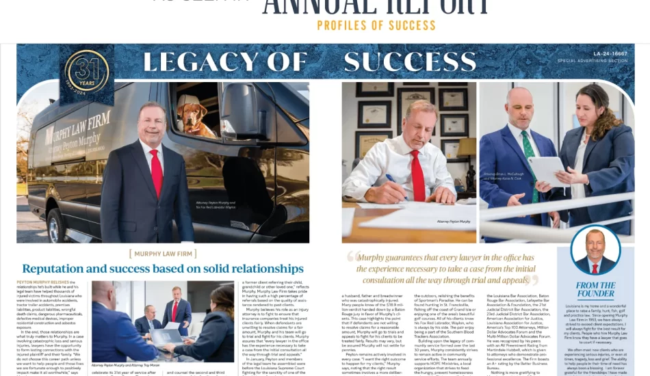 Murphy Law Firm Recognized for Legacy of Success in Annual Business Report