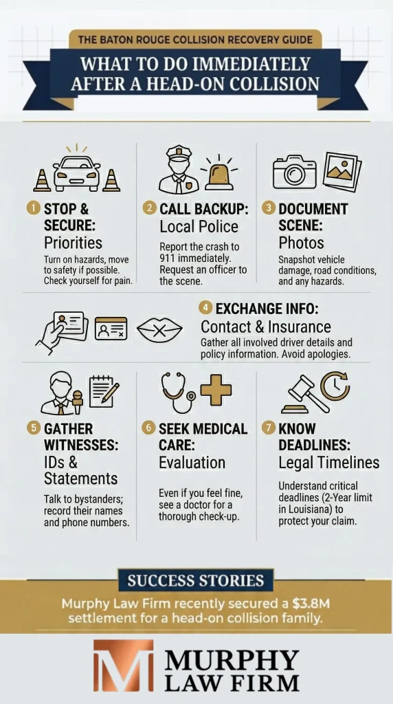 what to do immediately after a head-on collision in baton rouge